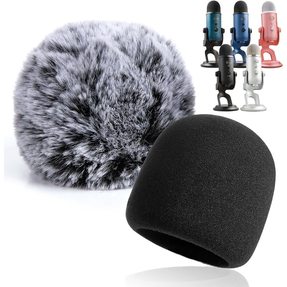 2PCS Blue Yeti Pop Filter for Blue Yeti Microphone, Yeti Foam Windscreen with Dead Cat Blue Yeti Mic Cover for Yeti Mic and Blue Yeti Pro USB Microphone