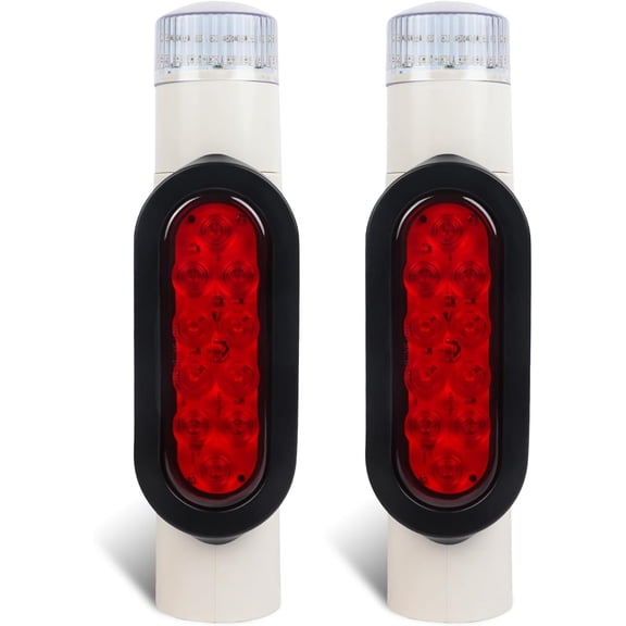 2PCS Boat Trailer Guide Pole Lights, LED Post Pipe Light Set with Turn Signal, Brake Reverse Lights, IP67 Waterproof for 2-3/8" PVC Pipe, 12V Marine Trailer Lighting DOT Approved