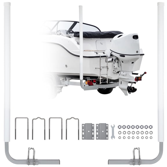 2PCS Boat Trailer Guides, 60" Adjustable Trailer Guide Poles Kit with PVC Pipes, Heavy Duty Steel Guideposts for Ski Fishing Boat, White