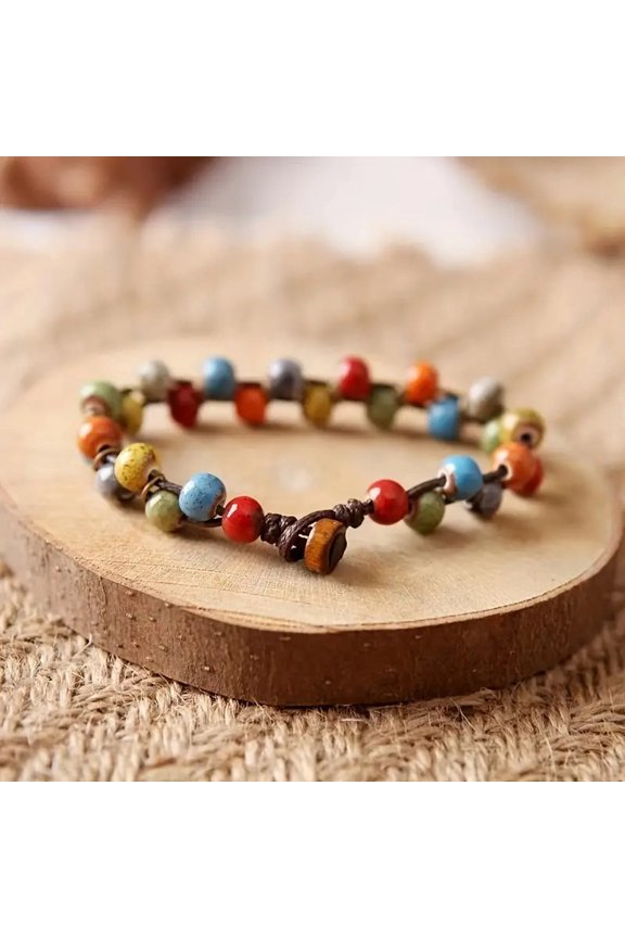 2PCS Boho-Chic Handwoven Bracelet Colorful Design for Everyday Elegance