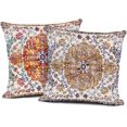 thumbnail image 1 of 2PCS Boho Throw Pillow Covers Carpet Pattern Boho Style Ethnic Design Decorative Cotton Linen Throw Waist Pillow Case Cushion Cover Yellow Orange Pillowcase 18x18 in, 1 of 6