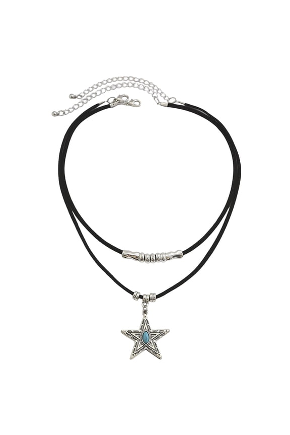 2PCS Boho Turquoise PU Leather Necklaces