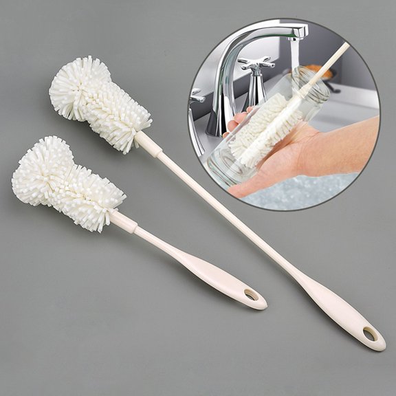 2PCS Bottle Brush, Long Handle Bottle Washer Set Long Sponge Bottle Cleaning Brushes Baby Bottle Cleaner Brush