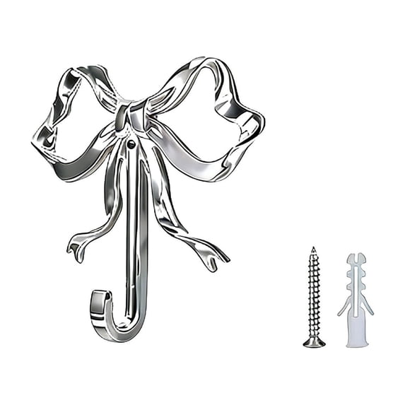 2PCS Bow Knot Wall Hooks 2.6in Alloy Decorative Hangers for Kitchen, Bathroom, Laundry, Coats & Towels, S