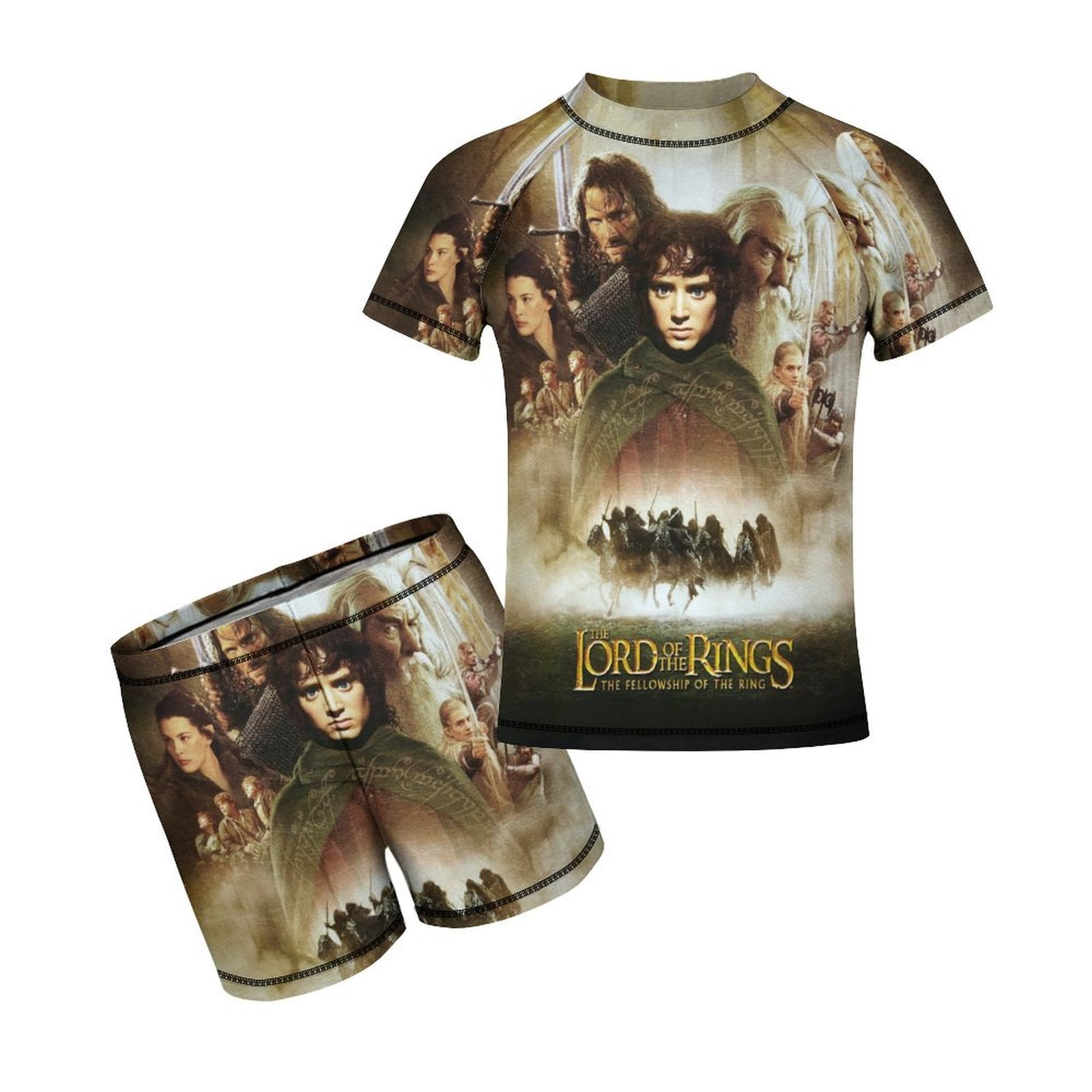 2PCS Boys Lord of Ring Rash Guard Swimsuit Short Sleeve Swimwear Sets ...