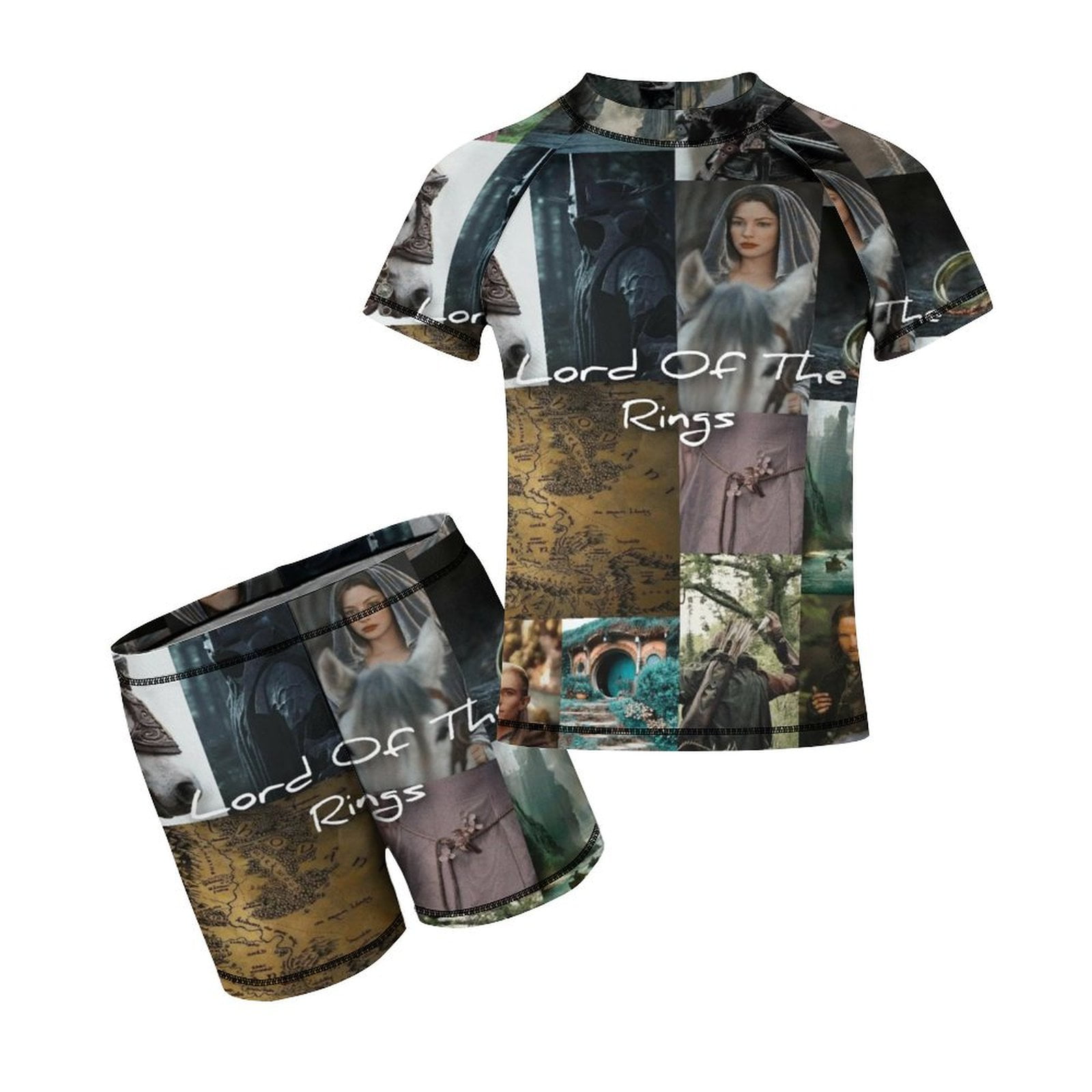 2PCS Boys Lord of Ring Rash Guard Swimsuit Short Sleeve Swimwear Sets ...