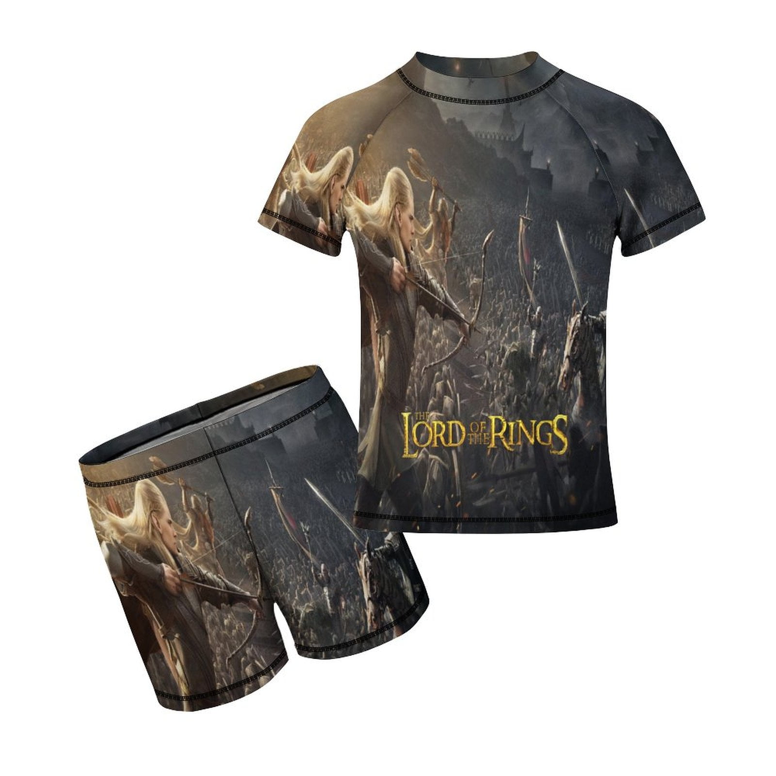 2PCS Boys Lord of Ring Rash Guard Swimsuit Short Sleeve Swimwear Sets ...