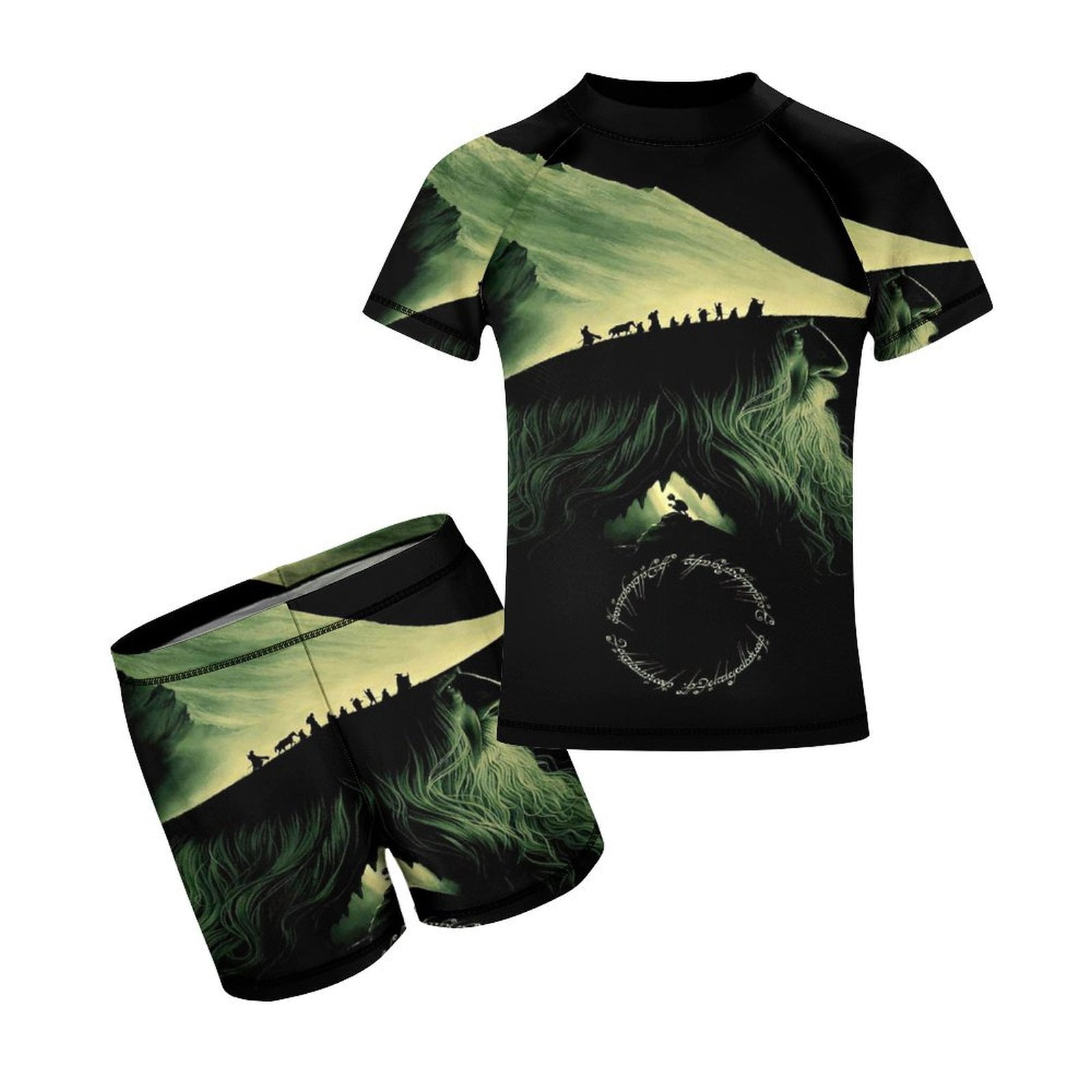 2PCS Boys Lord of Ring Rash Guard Swimsuit Short Sleeve Swimwear Sets ...