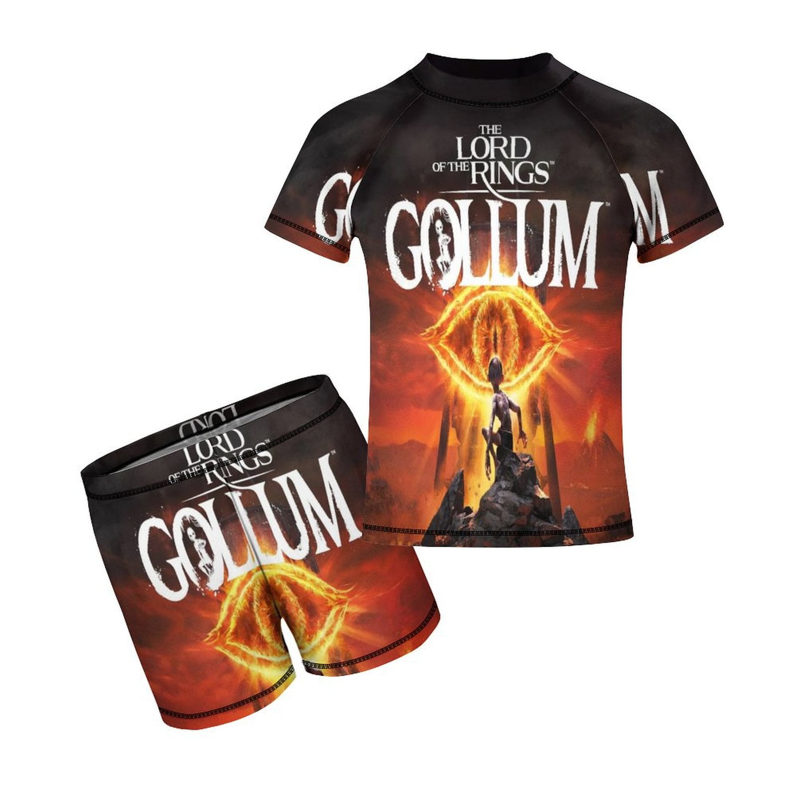 2PCS Boys Lord of Ring Rash Guard Swimsuit Short Sleeve Swimwear Sets ...