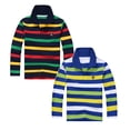 thumbnail image 1 of 2PCS Boys Polo Shirts Size 18 Long Sleeve Striped Shirt Cotton T-Shirts Kids Collared Rugby Polo Blouse Teen Button Closure Uniform Pique Polos, 1 of 4