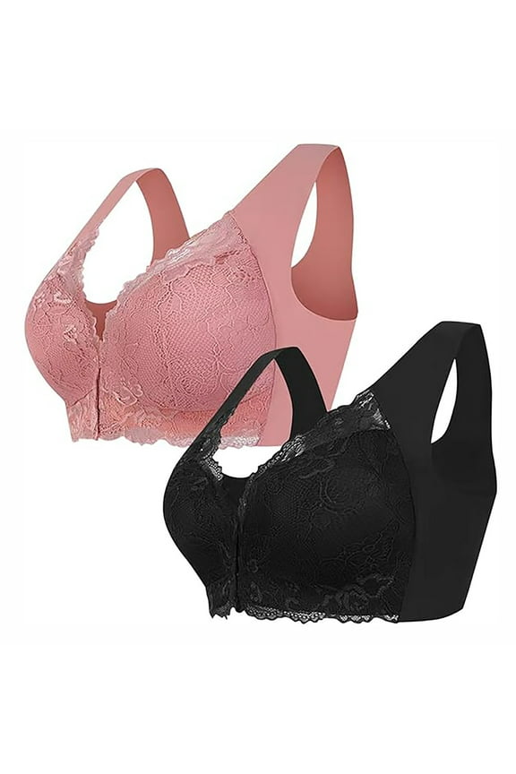 2PCS Bra - DEUUZHENQI Seamless Full Coverage Front Closure Support Bra, Comfort & Sleep Bra for All Shapes