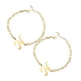 2PCS Bracelets Personalized Initial Bracelet Gold Plated Titanium Steel