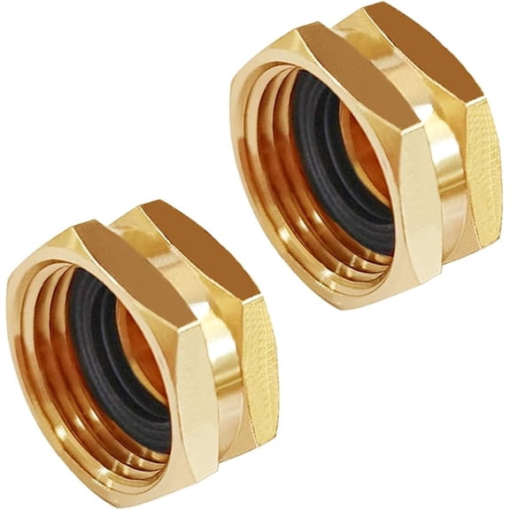 2PCS Brass 3/4" GHT Female Garden Hose End Cap Hex Plug with Gaskets Spigot Plugs Caps Fittings