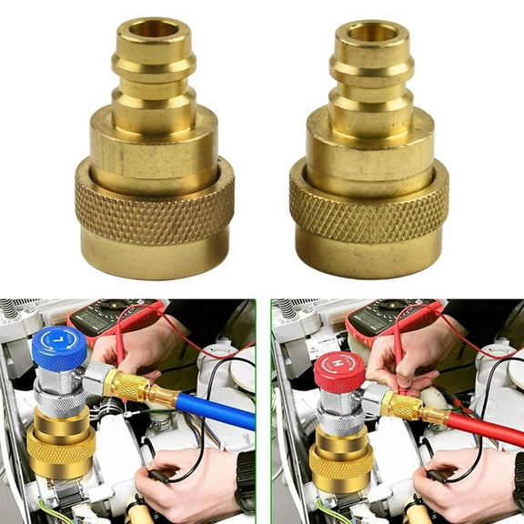 2PCS Brass Connector Adapter for R12 to R1234YF Adjustable High Low Pressure