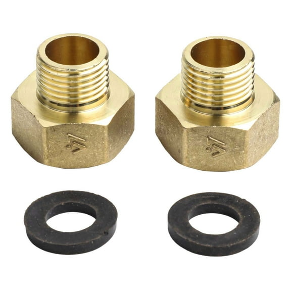 2PCS Brass Hex Bushing Reducing Connector 1/2 Inch Male to 3/4 Inch Female Threaded Pipe Fitting for Plumbing and Industrial Applications Gold