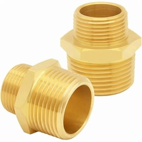 2PCS Brass Reducer Adapter, 3/4" NPT Male to 1" NPT Male Thread, Hex Reducing Pipe Fitting Coupler Nipple Connector for Water/Oil/Gas Durable Pipe Tube Fitting Adapter Connector for Plumbing Indu