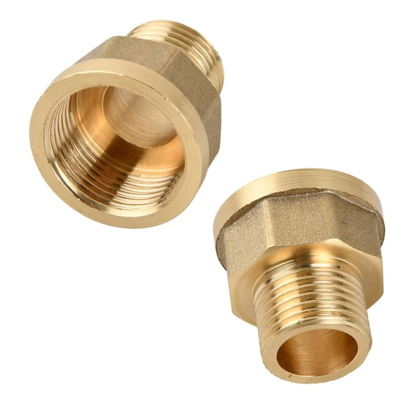 2PCS Brass Threaded Coupling 0.5 Inch Male x 3/4 Inch Female Reducer Fitting Simple Installs for Water Pipe Systems