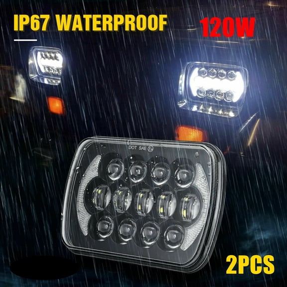 2PCS Brightest 5X7" 7x6inch Rectangle LED High/Low Headlight DRL For Toyota Pickup Truck