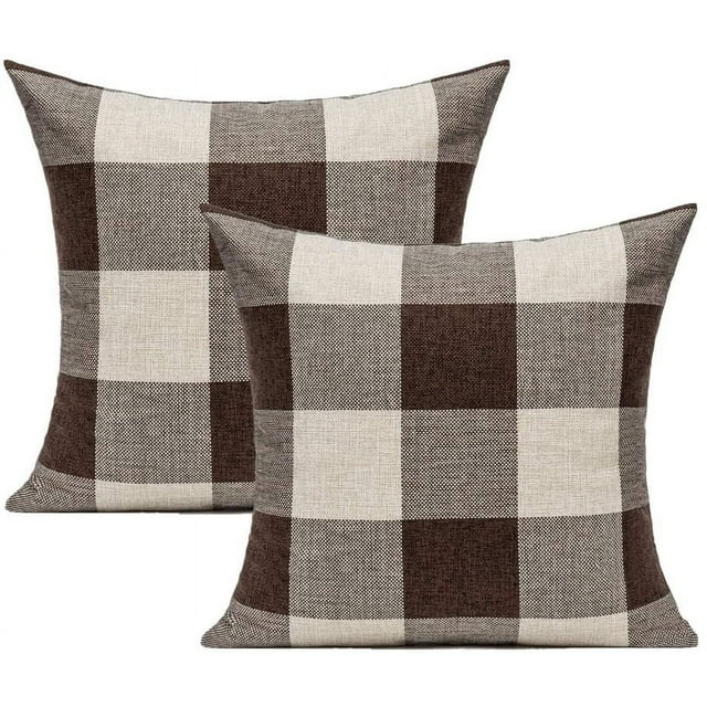 2PCS Buffalo Check Plaid Throw Pillow Covers Farmhouse Outdoor Pillow