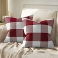thumbnail image 1 of 2PCS Buffalo Check Plaid Throw Pillow Covers Throw Pillows Farmhouse Square Pillow Cases for Halloween Fall Home Decor, Orange 18 x 18 Inches, 1 of 6