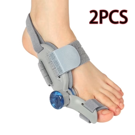2PCS Bunion Corrector with Knob, 180° Big Toe Straightener and Toe Separator, Adjustable Hallux Valgus Corrector Toe Alignment Corrector with Silicone Pad and Heel Strap for Day and Night Use, Grey