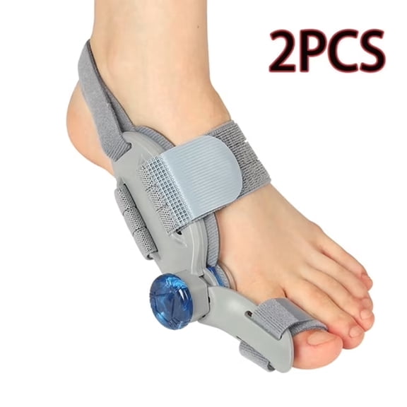 2PCS Bunion Corrector with Knob, 180° Big Toe Straightener and Toe Separator, Adjustable Hallux Valgus Corrector Toe Alignment Corrector with Silicone Pad and Heel Strap for Day and Night Use, Grey