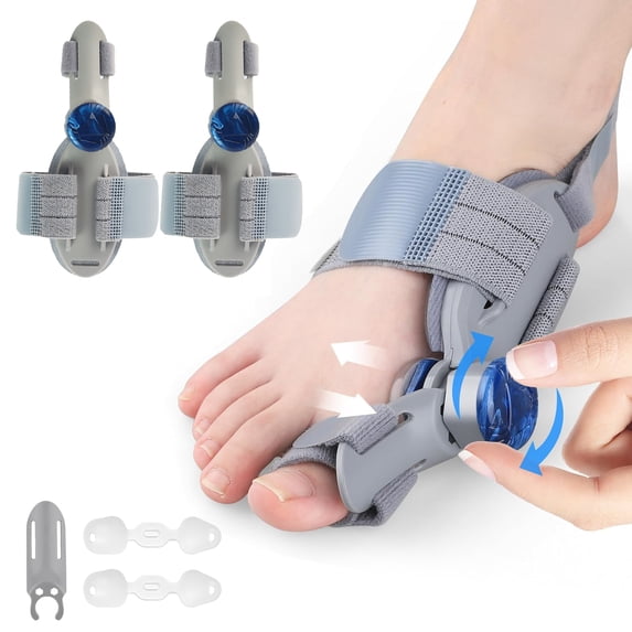 2PCS Bunion Corrector for Women & Men Big Toe, Adjustable Knob Bunion Splint for Pain Relief, Hallux Valgus Correction, Grey