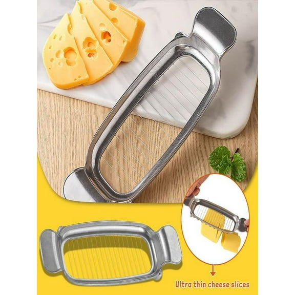 2PCS Butter & Cheese Slicer,LUCKYM Stainless Steel Multipurpose Food Cutter for block cheese, Butter Slicer Cut Into 1/4 Inch on Average, Dishwasher Safe,butter cutter slicer single stick