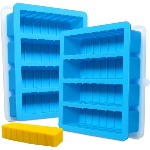 2PCS Butter Silicone Mold with Lid, Non-Stick Butter Mold Tray with Measurements for Making Butter for Chocolate Making and Homemade Cakes Baking