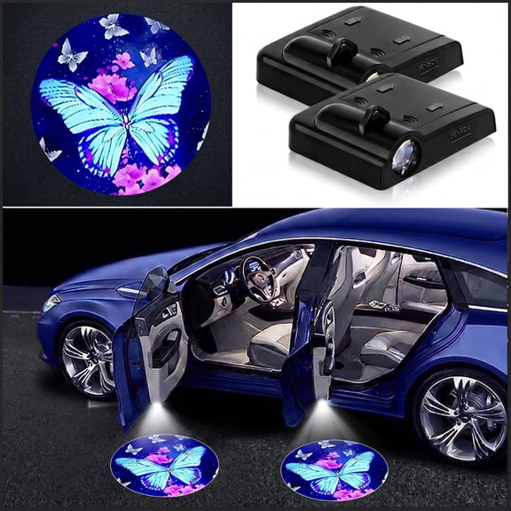 2PCS Butterfly Car Door Lights Logo Projector LED Shadow Bulb Welcome Lamp,Butterfly Gifts