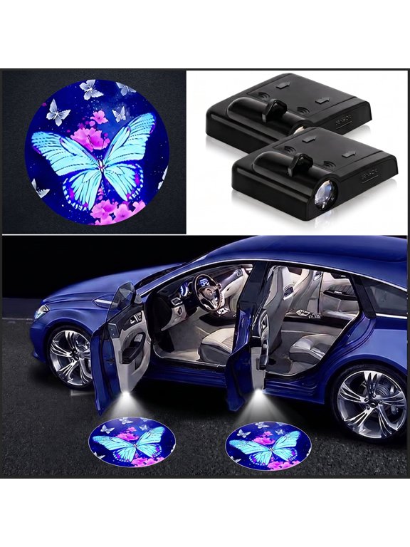 2PCS Butterfly Car Door Lights Logo Projector LED Shadow Bulb Welcome Lamp,Butterfly Gifts