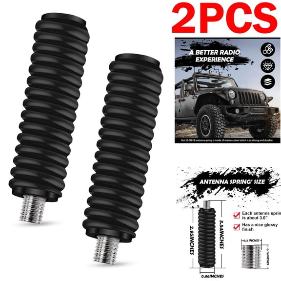 2PCS CB Ham Radio Antenna Spring SS3H Stainless Steel 3/8-24 Threads Mount Up US