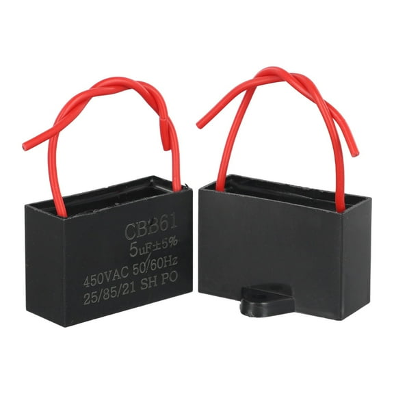 2PCS CBB61 5uF 450V Fan Start Capacitor for Ceiling Fans and Range Hoods, Polypropylene Motor Run Capacitor with Standard Connectors, Replacement Part for Home Appliances