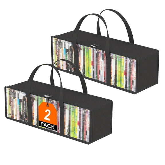 2PCS CD Storage Bags Transparent PVC DVD Storage Cases Water Resistant CD DVD Holder with Handles and Zipper Clear Media Organizer for Albums Video Games