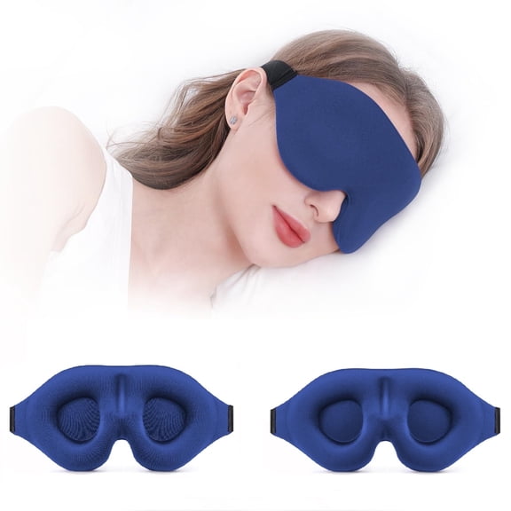 2PCS COREBAY Side Sleeper-Specific 3D Sleep Eye Mask - Zero Pressure, Full Light Blocking, Ultra-Soft & Breathable, Unisex, Night Sleep Aid for Relaxation & Eye Comfort（Blue）