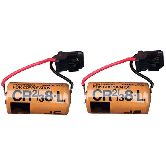 2PCS CR2/38.L 3V Battery Compatible for Fuji CR2/3 8.L 3V PLC Lithium Battery FDK CR2/38.L with Black Head CR-2/3 8.L