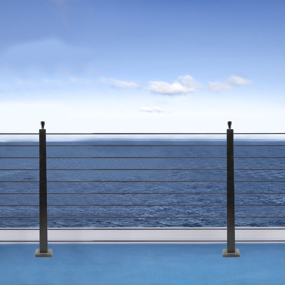 2PCS Cable Railing Post, 36"x2"x2" Stainless Steel Square Fence Post Pre-Drilled, Level Two Sides, Adjustable Top with 4 Brackets for Wood/Concrete Deck, Stair, Indoor/Outdoor Remodeling
