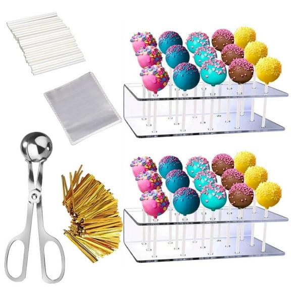 2PCS Cake Pop Display Stand with 300 PCS Cake Pop Sticks and Wrappers Kit & Mold