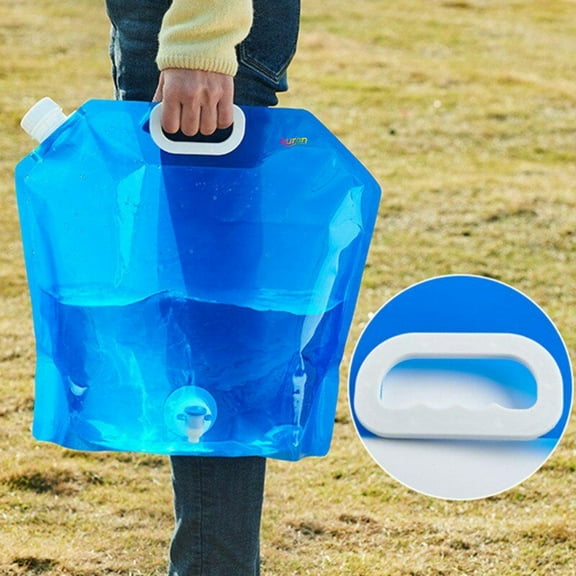 2PCS Camping Water Bag Outdoor Living Foldable Container Portable Can Folding Travel Bucket Picnic Tank with A Faucet 5L 10L