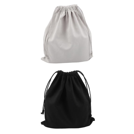 2PCS Canvas Plain Drawstring Bags Travel Packaging Shoes Laundry Bag Pouch