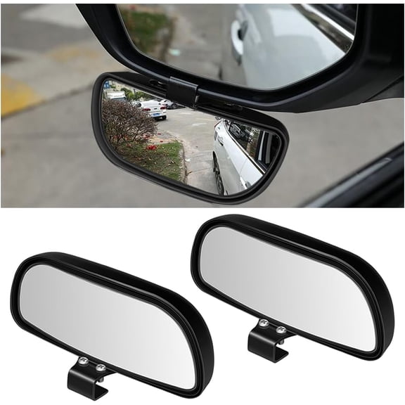 2PCS Car Blind Spot Mirror, Rectangle HD Glass Convex Vehicle Rearview Wide Angle Adjustible Auto Exterior Blindspot Side View Universal for SUV, Sedan, Truck (Black)