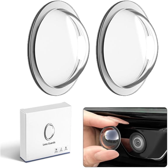 2PCS Car Camera Lens Protector, Clear High-Transparency Backup Camera Protective Cover, Anti-Rain Weatherproof Rear View Lens Guard for Model Y Juniper, Model 3, Model S, Cybertruck Bumper.