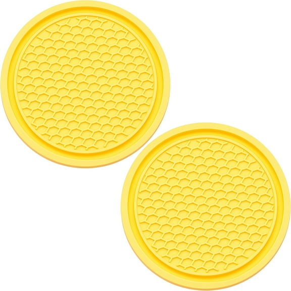 2PCS Car Cup Holder Coaster，Embedded in Ornaments Coaster Universal Fit for Most Automobiles Accessories（Yellow）
