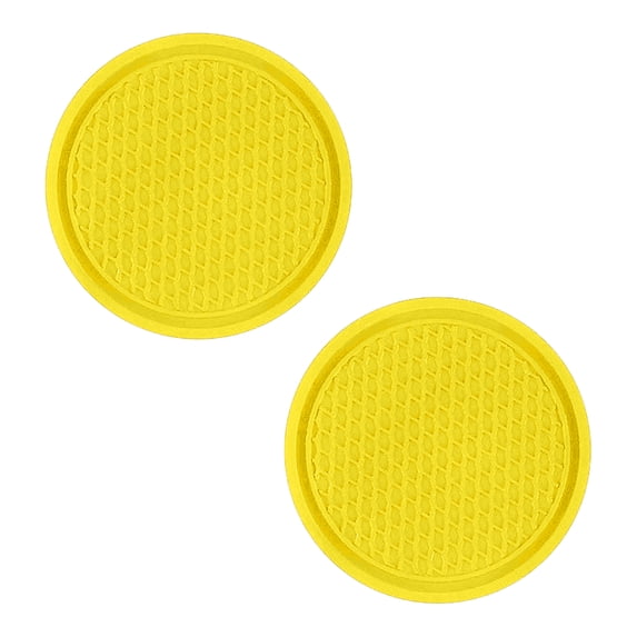 2PCS Car Cup Holder Pad, Waterproof PVC Cup Holder Coaster for Car, 2.76in Non-Slip Vehicle Cup Holder Accessory, Recessed Grooved Cup Base Mat for Automotive Drink Storage