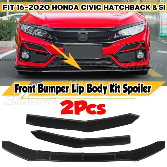 2PCS Car Front Bumper Splitter Lip Diffuser Spoiler Cover Deflector Lips For Honda For Civic Hatchback & Si 2016-2020 Body Kit