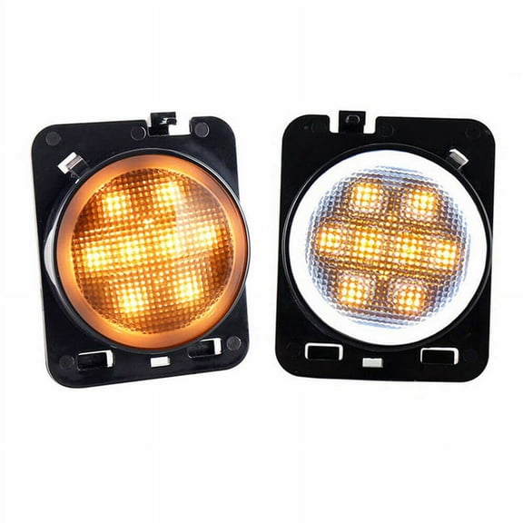 2PCS Car Front Fender Side Marker LED Light Halo Ring for Jeep Wrangler 07-17 JK