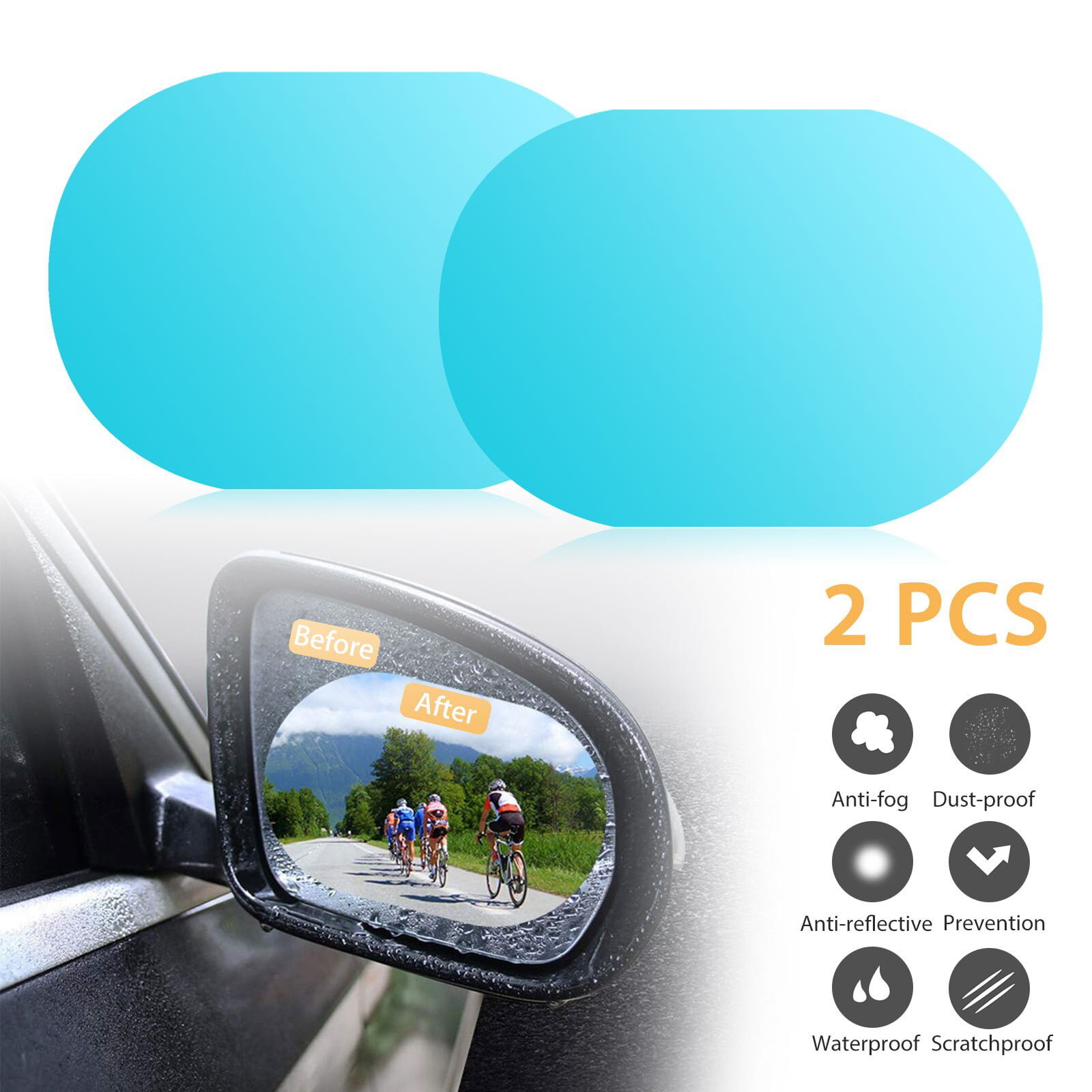 OZANGO TYX6 Car Rearview Mirror Film Anti-Fog Anti-Rain Anti-Scratch HD Car  Window Membrane Waterproof Clear Protective Films Round Set of 2 Compatible  for All Cars
