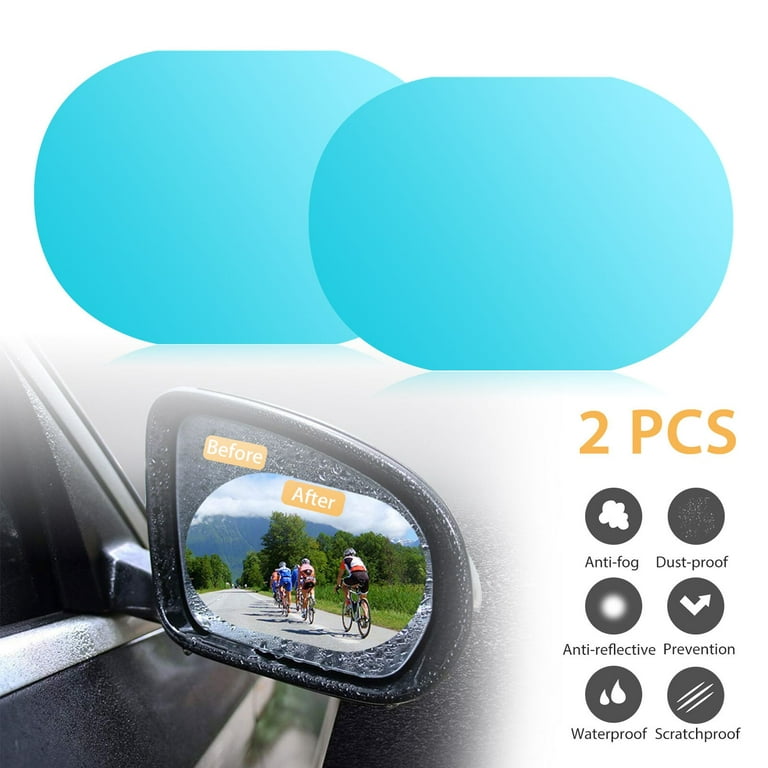 2PCS Car Rear View Mirror Film, Anti Fog Protective Film for Car Rainproof  Waterproof, Anti-Fogging, Anti-Mist Anti-Dazzle 