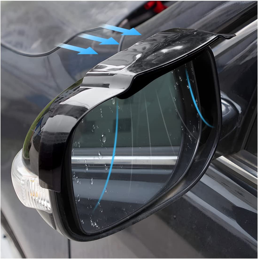 2PCS Car Rear View Mirror Rain Eyebrows with Air Guide Opening, Rainproof  PVC Auto Side Mirror Guard, Waterproof Rearview Mirror Smoke Cover, Car