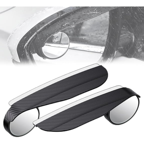 2PCS Car Rear View Mirror Small Round Mirror Rain Eyebrow Reversing Side Rearview Mirror, 360 Adjustable Reflective Protective Cover, Universal for Most Cars